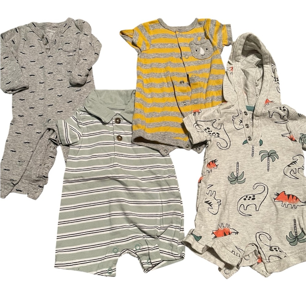 Adorable Baby Romper Set - Gray, Yellow, Green